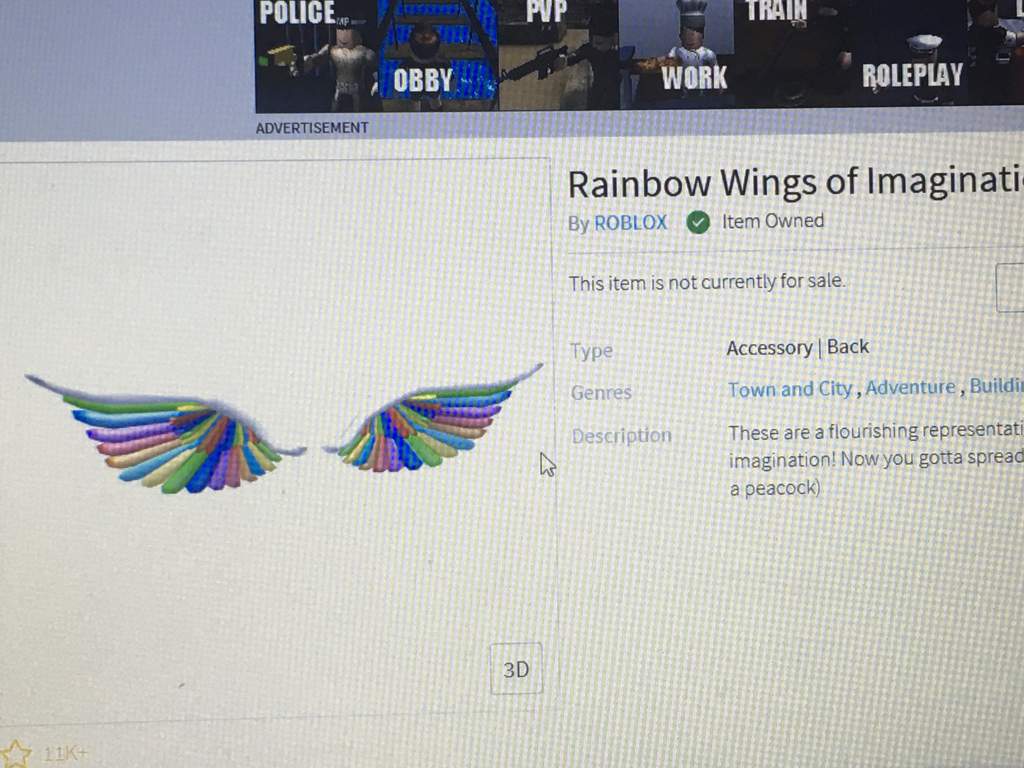 Roblox Item Rainbow Wings Of Imagination