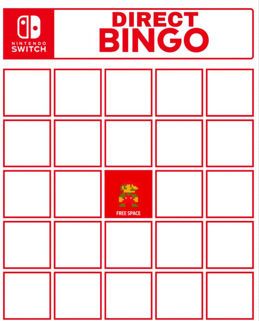 My Nintendo Switch Direct Bingo Card! 