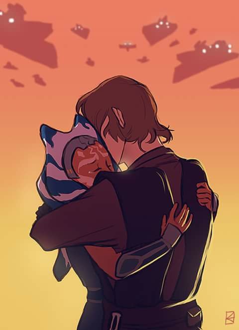 Anakin And Ahsoka Hug Fan Art