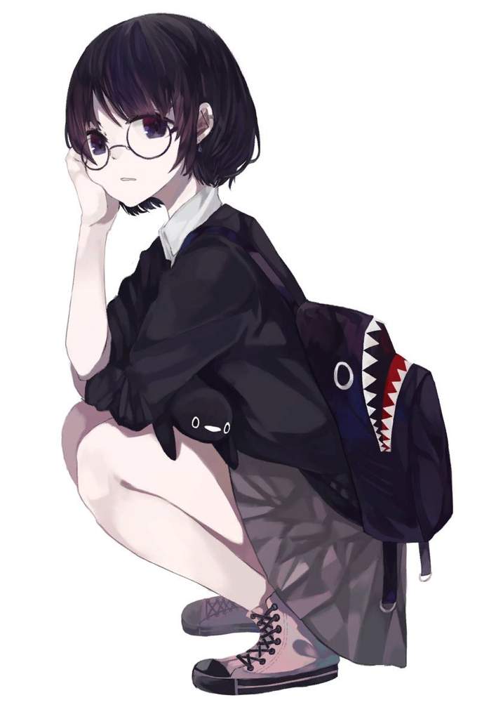 Anime girl with glasses and short hair