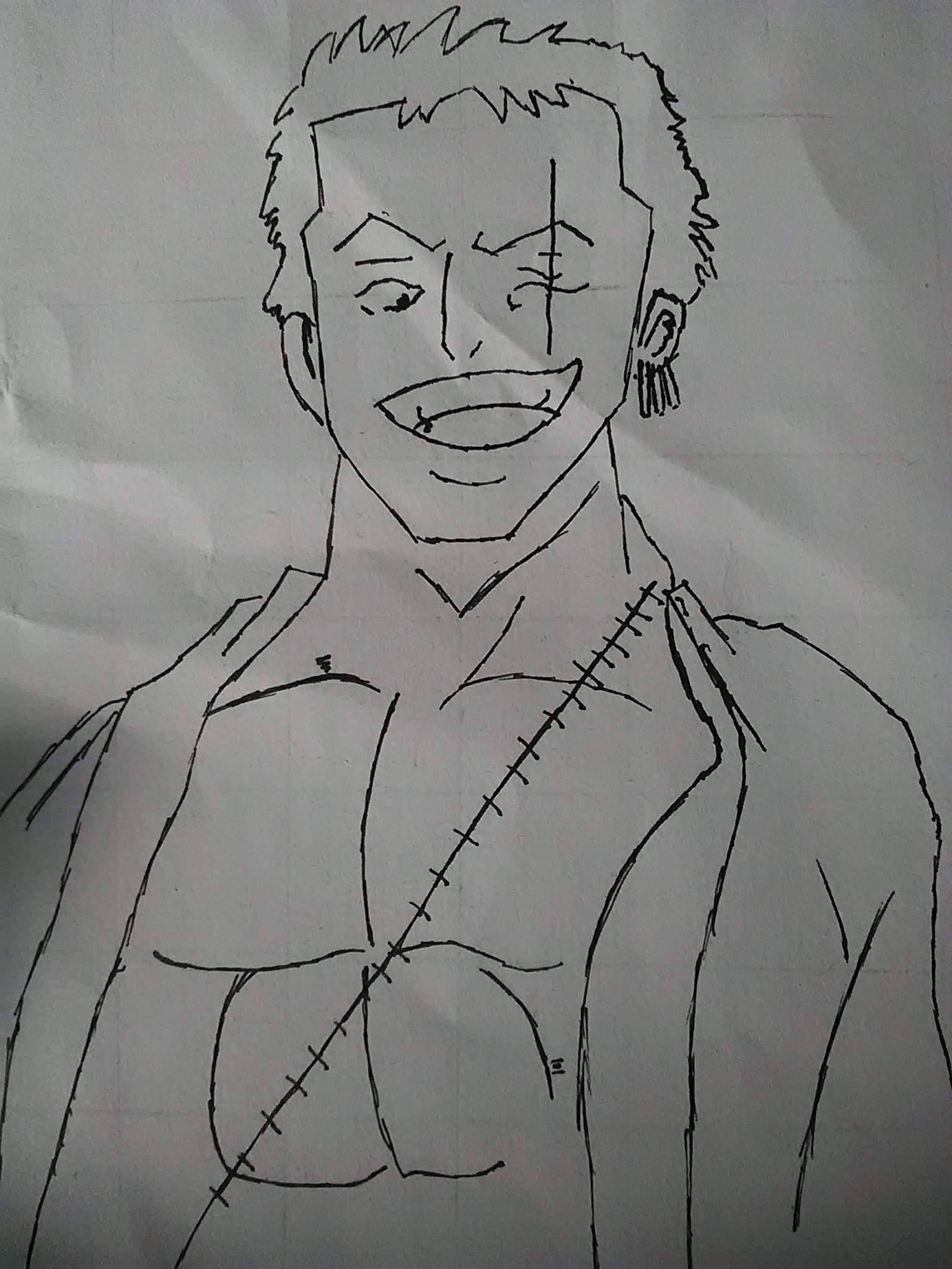 Mon premier dessin de Zoro ( en noir et blanc ( | One Piece Génération ...