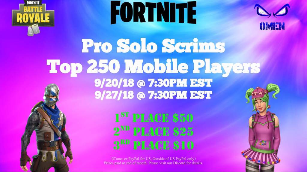 announcing the omen pro scrims they will be held every thursday in our discord 7 30pm est and will be limited to the top 250 mobile fortnite players - discord fortnite scrims