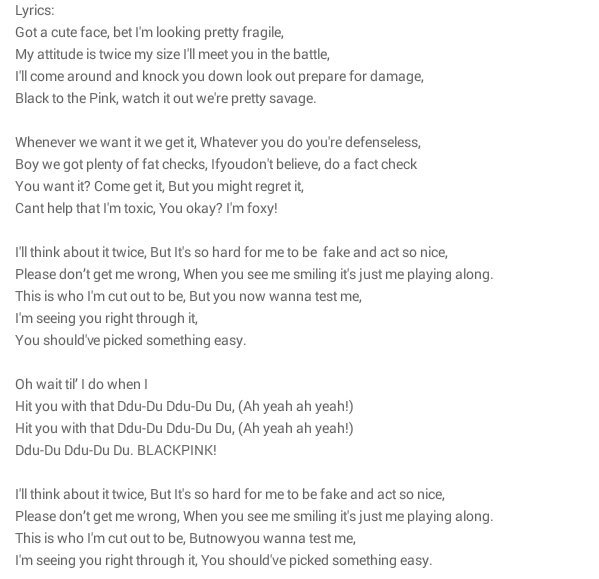 Blackpink Dududu Lyrics - blackpink reborn 2020