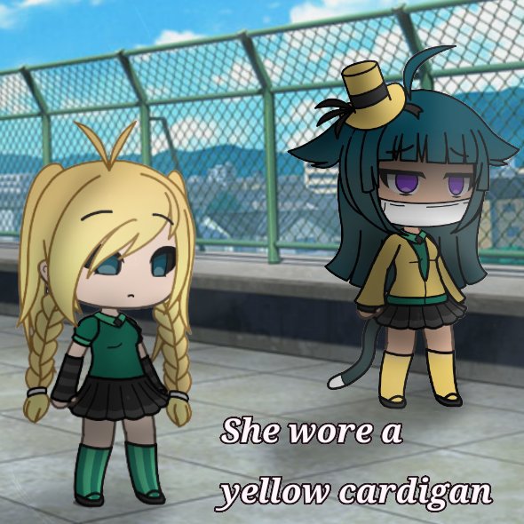 girl in the yellow cardigan