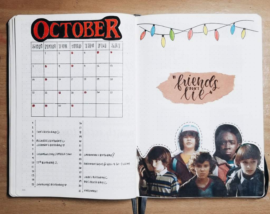 October: Stranger Things | Bullet Journal Amino