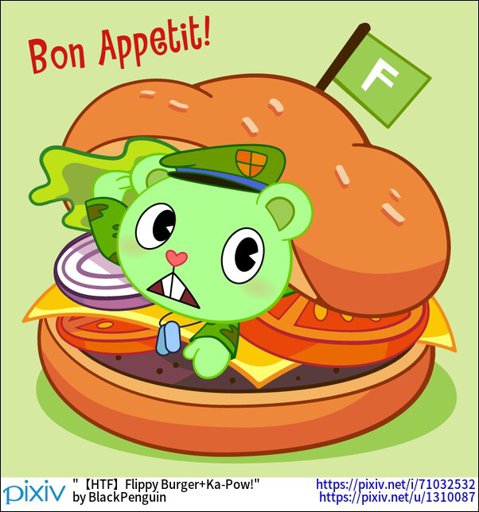 Htf Flippy Burger Ka Pow Blackpenguin Pixiv Happy Tree Friends Amino