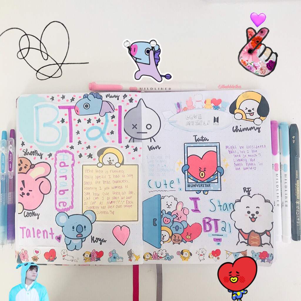 BT21 Journal Spread | Studying Amino Amino