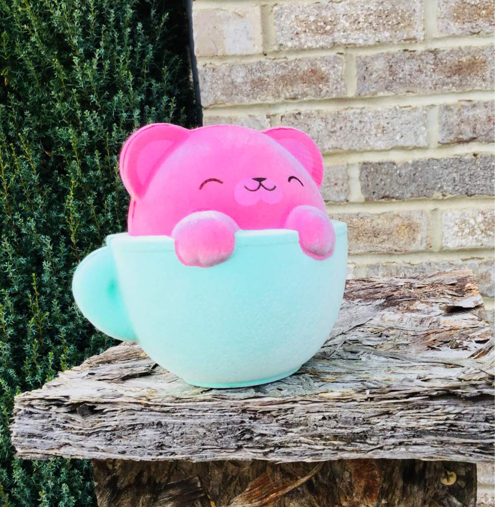 *New* Orb Soft' ‘n Slo Squishies Pink and Green Velvet Teacup Bear™