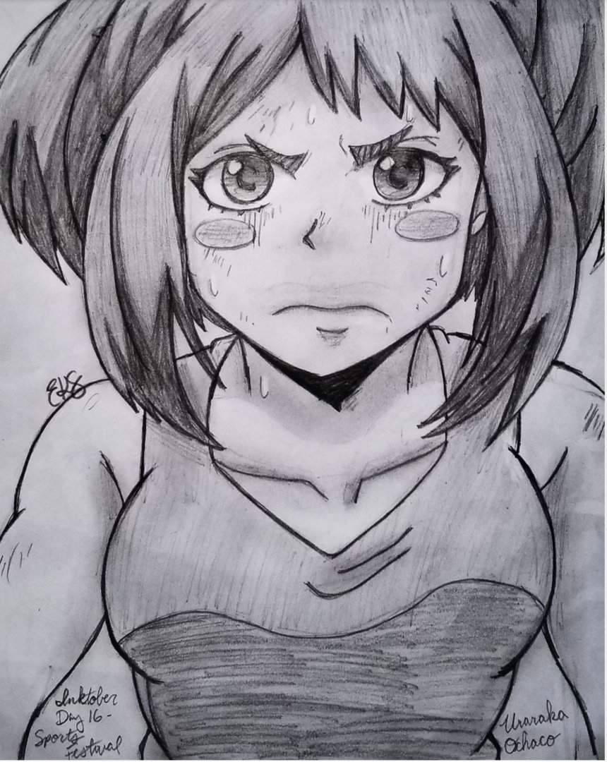 Drawing of Uraraka Ochako for Inktober Day 16- Sports Festival! | My Hero  Academia Amino