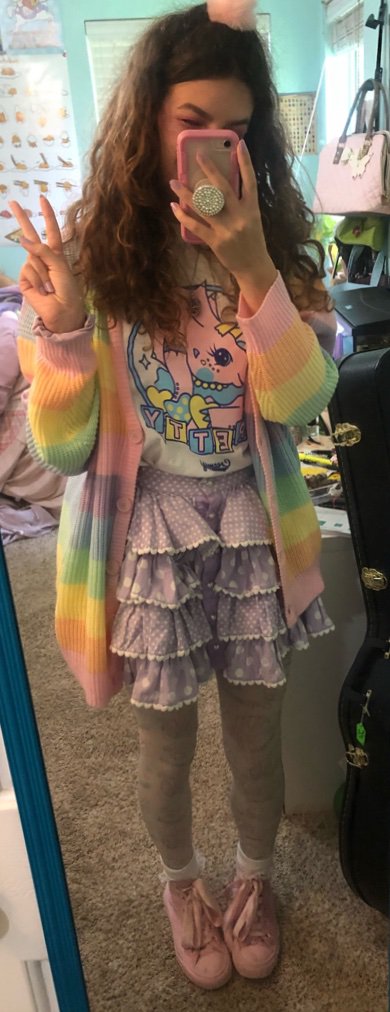 rainbow cardigan outfit