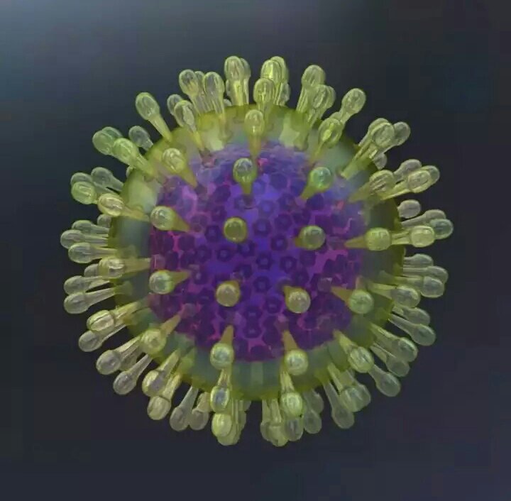 Herpes simplex virus. Семейство Herpesviridae. Вирус герпеса под микроскопом.