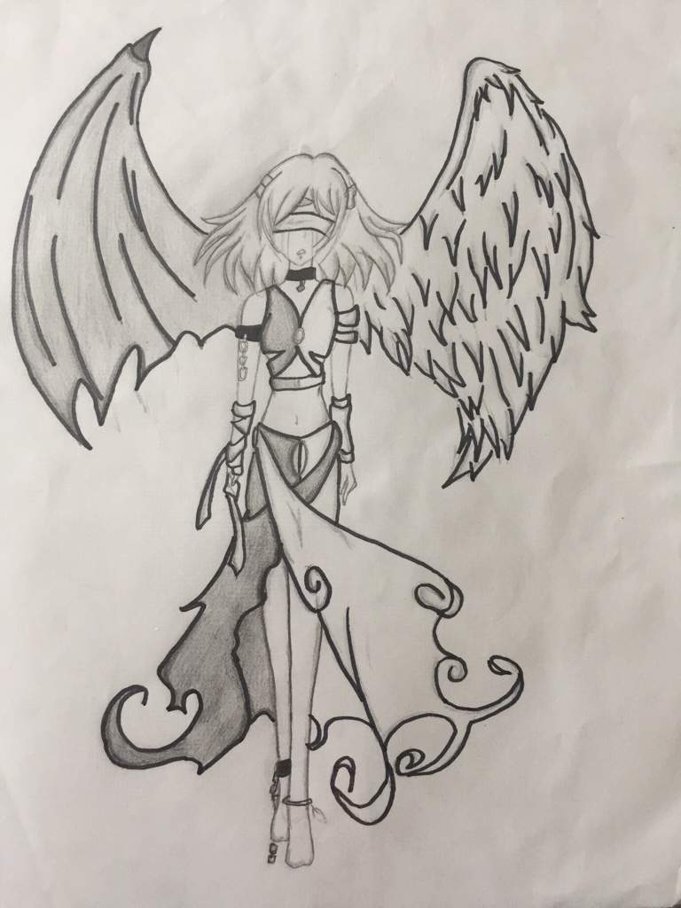 Anime angel and devil drawing.