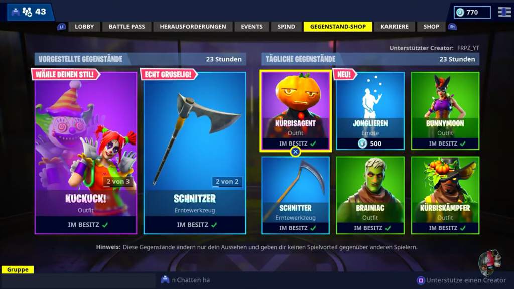 Daily Shop Vom 31 10 Fortnite Ger Amino - jonglieren 500 vbucks