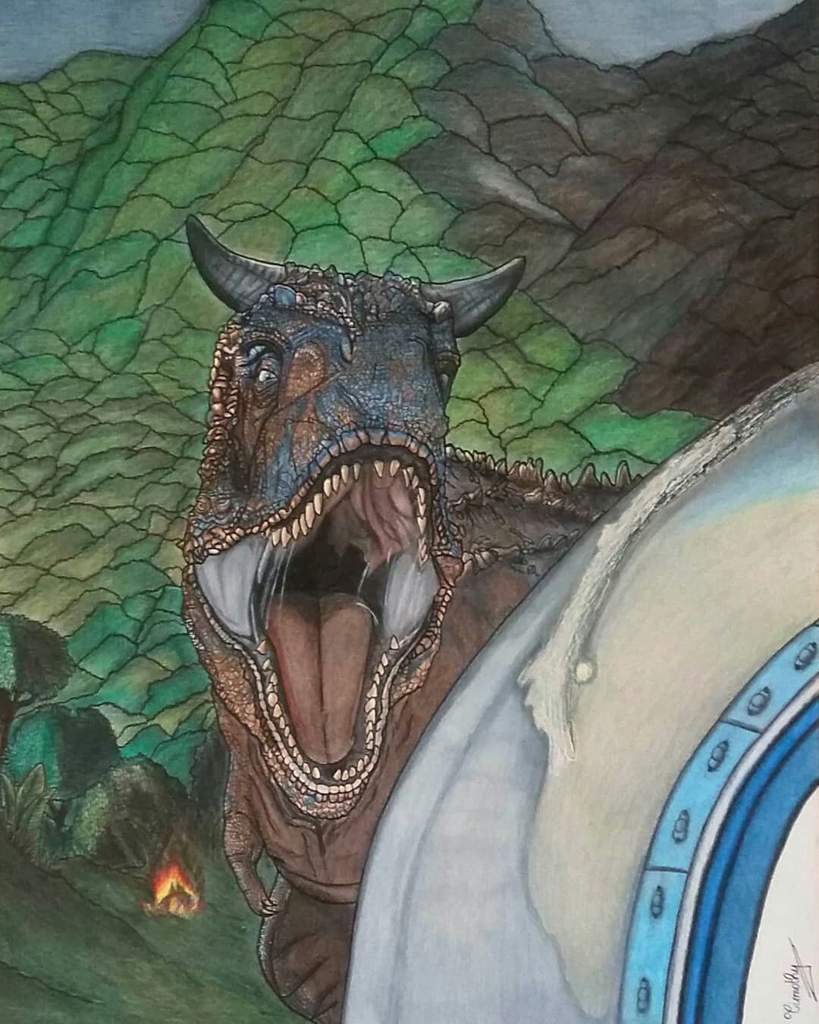 Drawing of Carnotaurus- Jurassic World: Fallen Kingdom | Jurassic Park