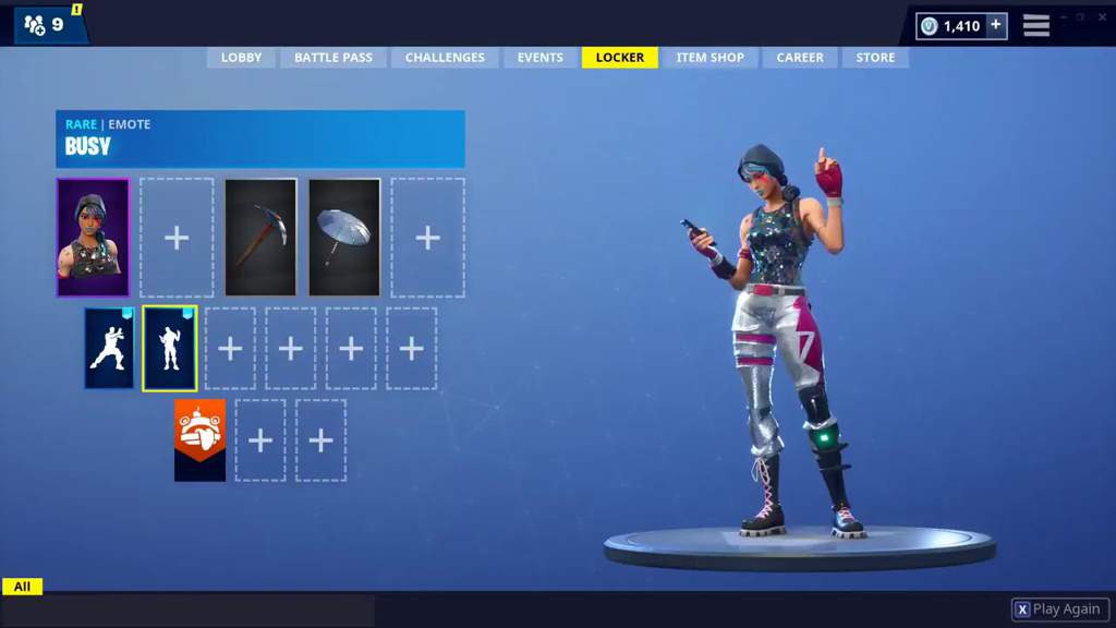 this emote is a reference to the scene when brianna hildebrand holds her finger up when see is busy on her phone movie deadpool - fortnite busy emote deadpool