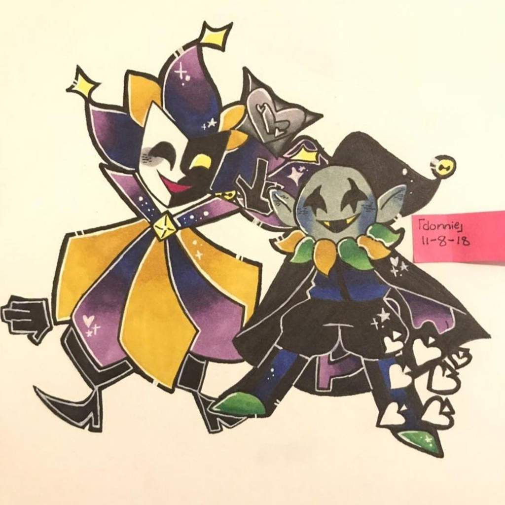 I just had to draw Dimentio and Jevil together because. 