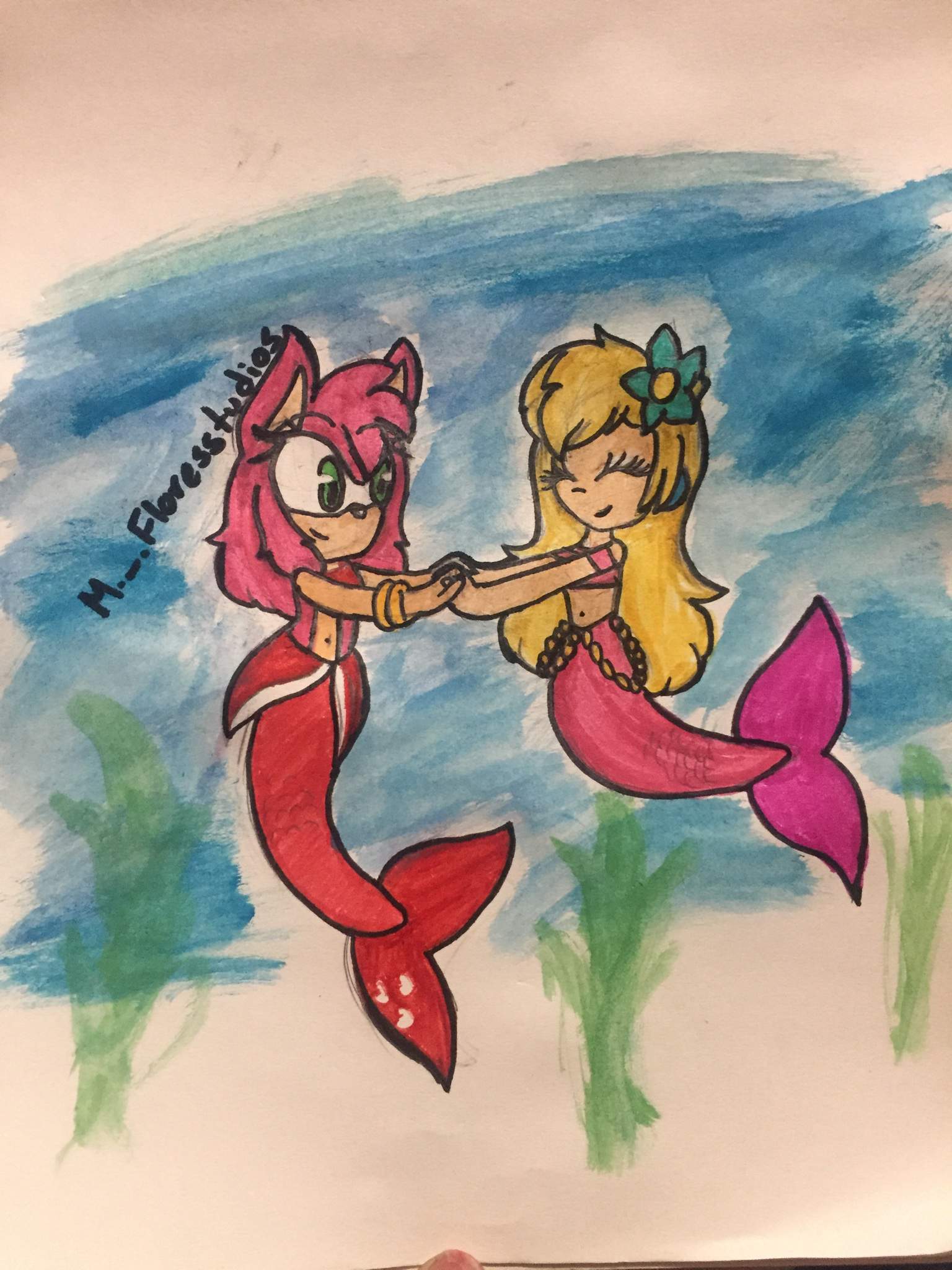 Peach and amy mermaids | Mario Amino