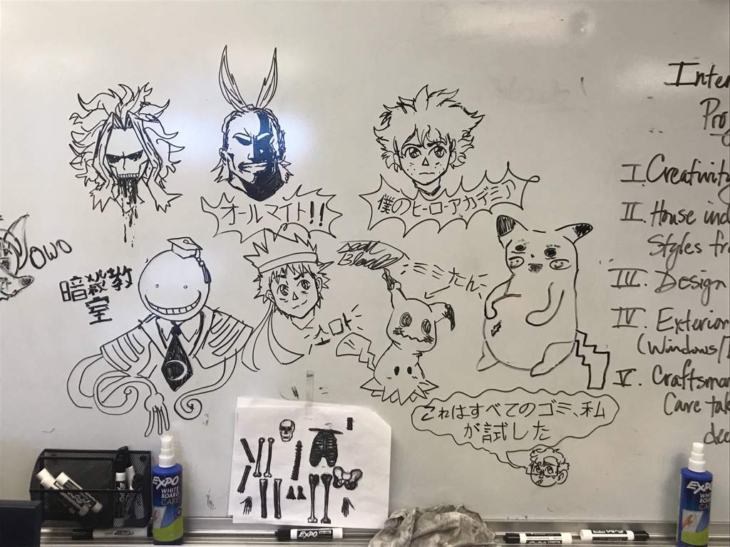 Some whiteboard drawings  I did at school Art Amino