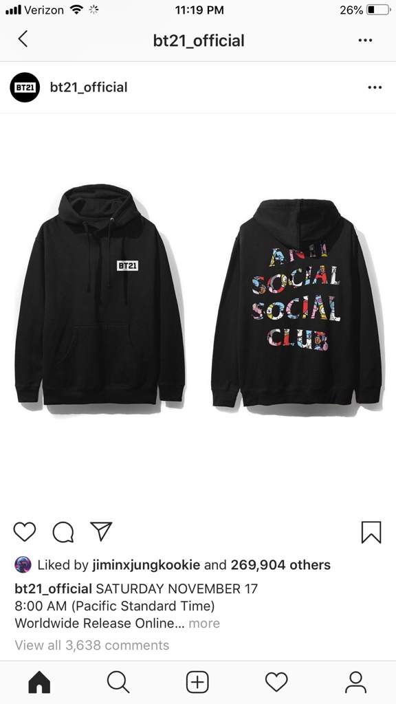 anti social social club bt21 price