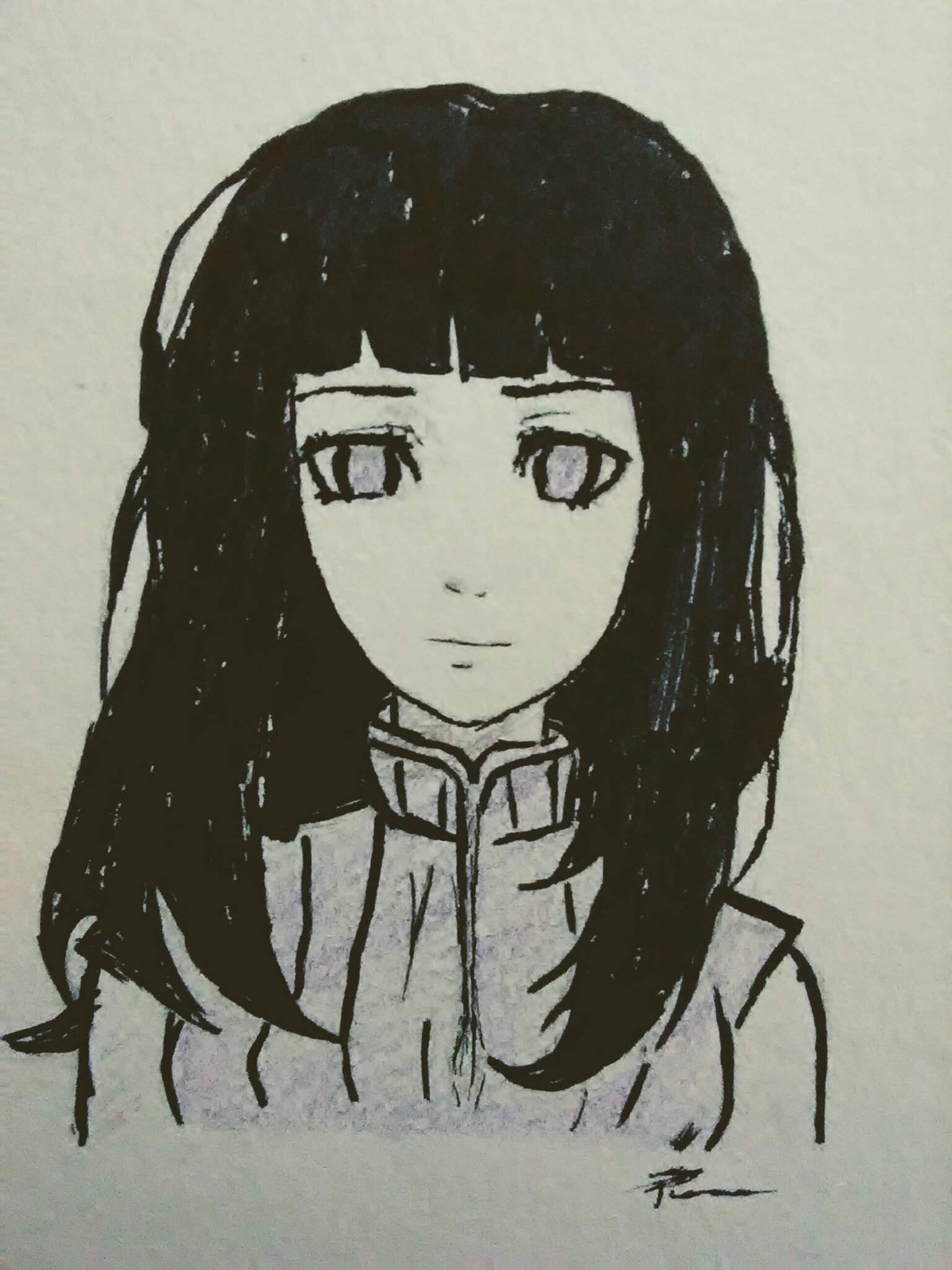 A drawing of Hinata. | Anime Amino