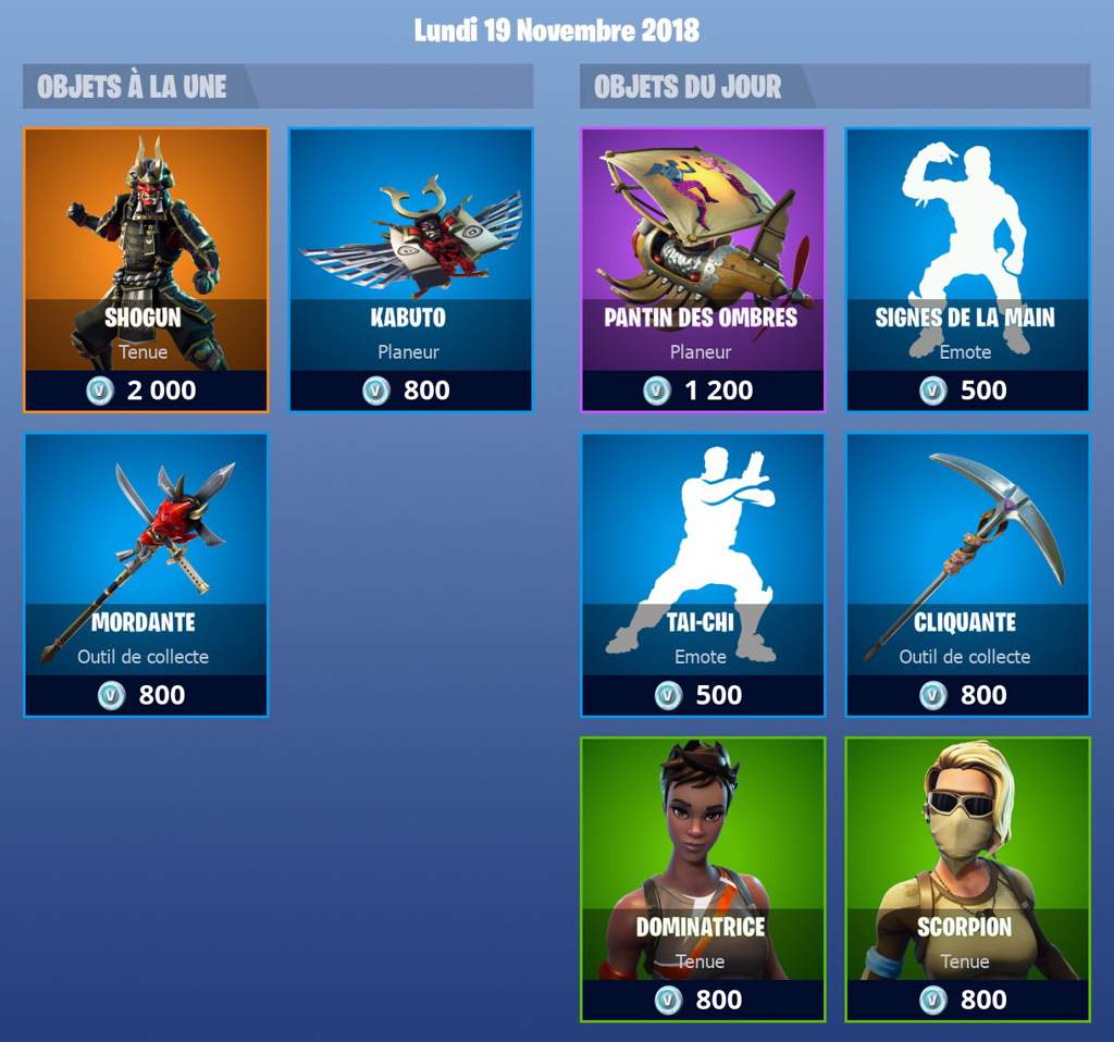  - boutique fortnite 23 novembre