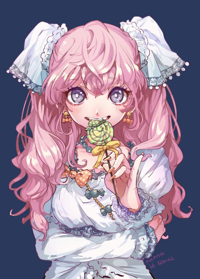 Anime girl with long pink hair