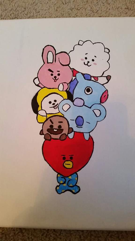 BT21 Canvas painting RJ, Chimmy, and Cooky | ARMY's Amino