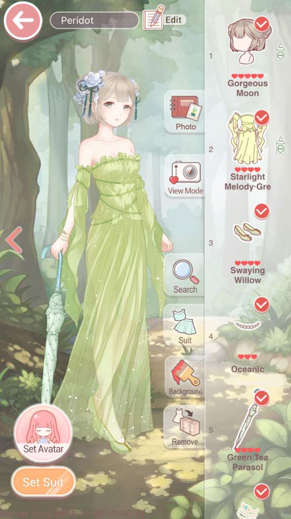 love nikki green tea parasol