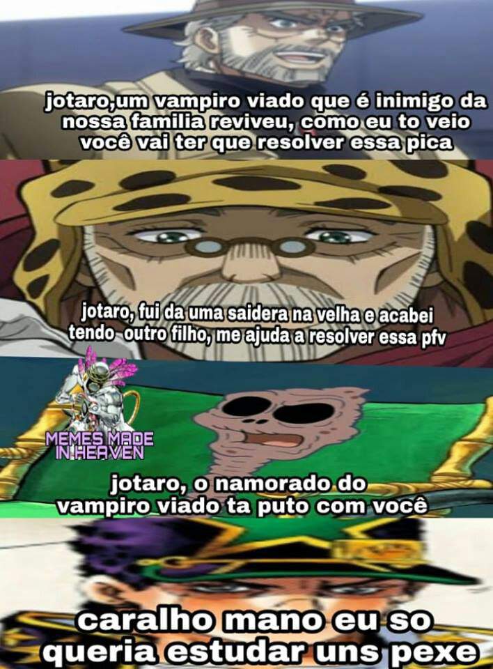 Jotaro so queria estudar uns pexes 😂😂😂 | Jojo's Bizarre Adventure Br Amino