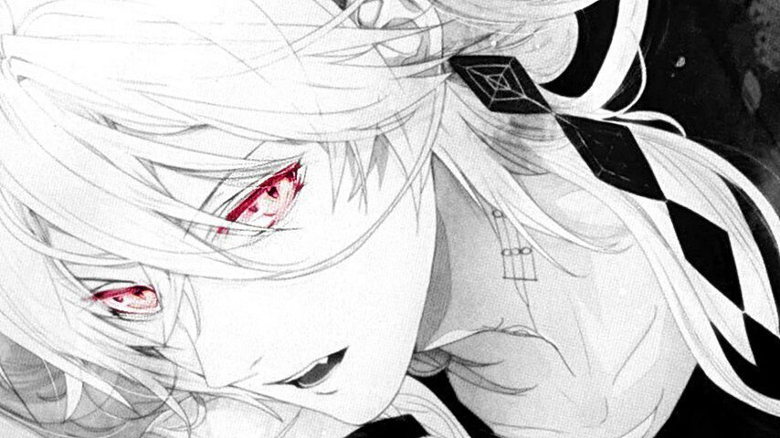 White hair red eyes anime guy