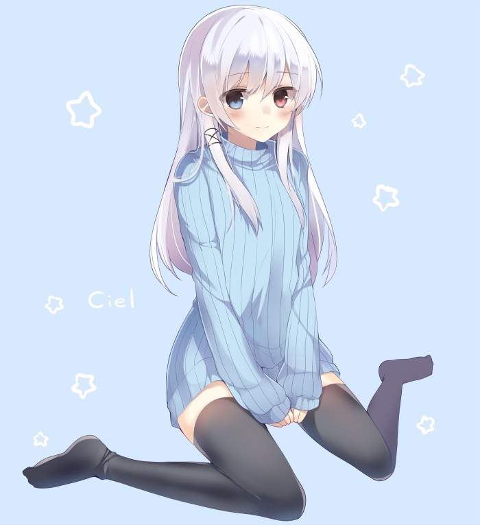 Cute white haired anime girl