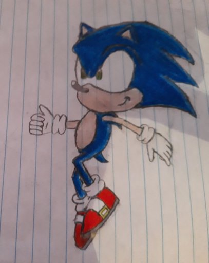 A drawing of toei adventure sonic in a sa1 pose | Sonic the Hedgehog! Amino