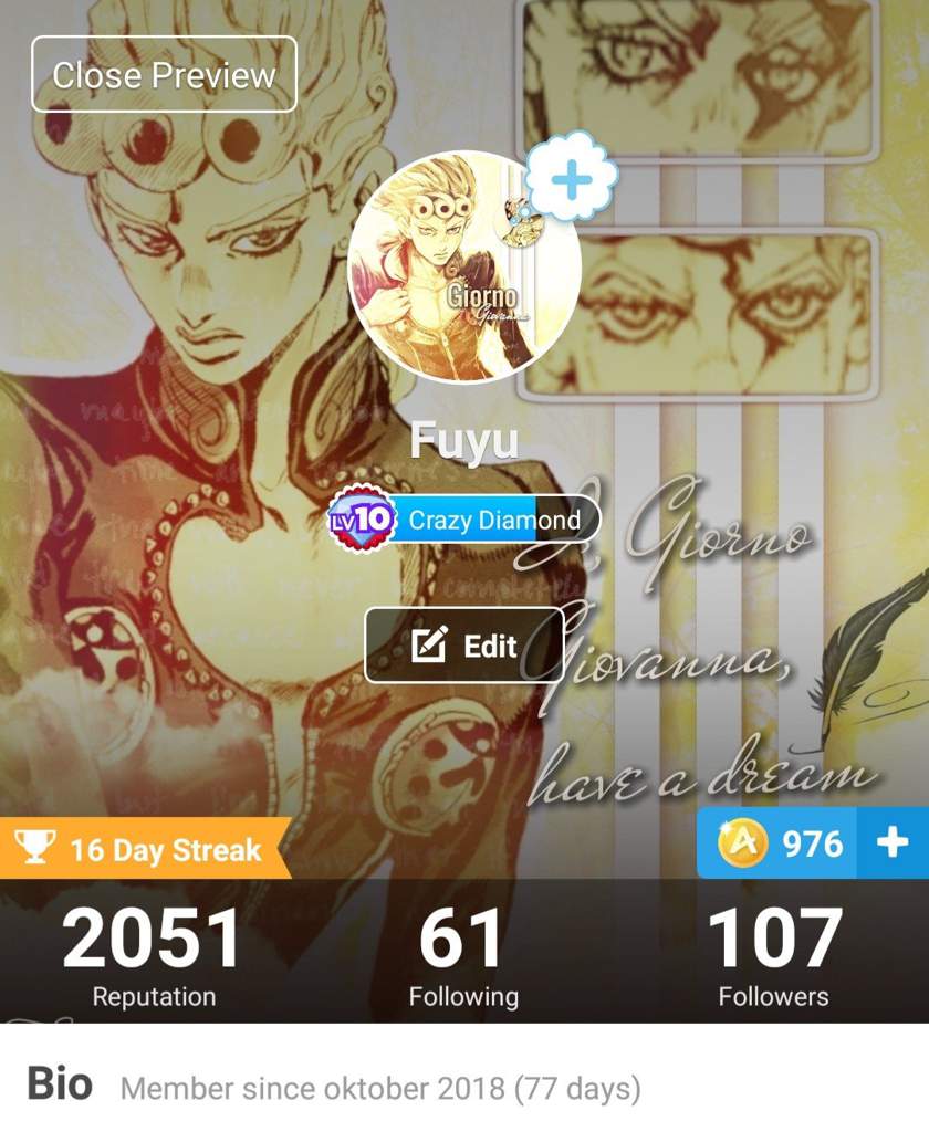 Giorno Profile Edits 🍋 | JoJo Amino Amino