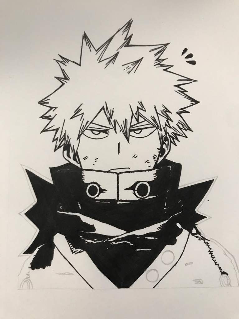 Katsuki Bakugo Ink Drawing From My Hero Academia | Manga Amino