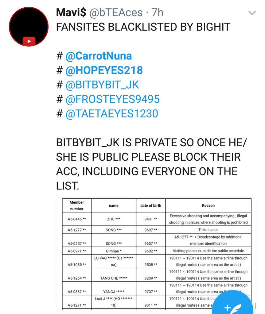 Bighit Blacklists Stalker Fans Bts Amino