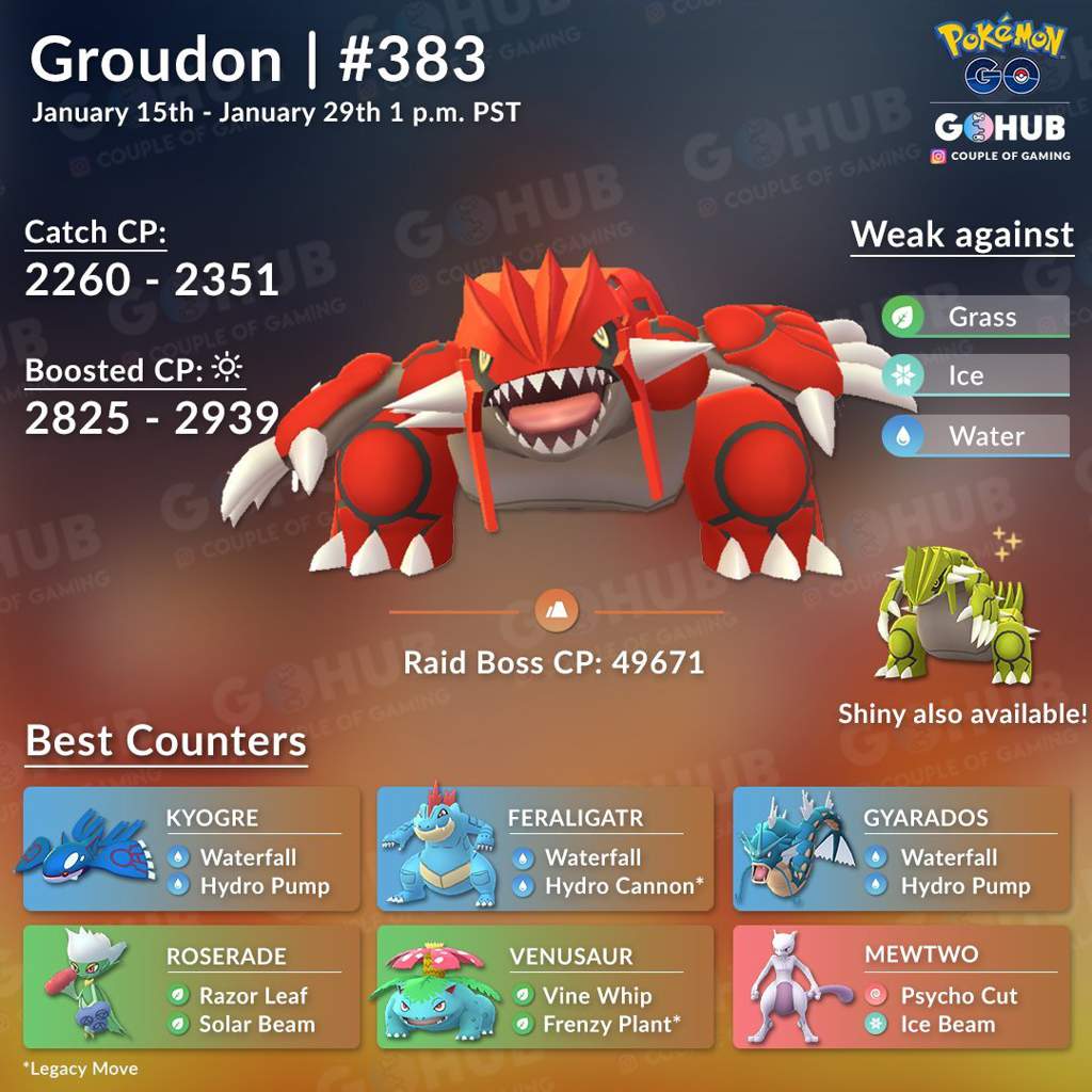 Shiny Groudon is Official. Raid Guide and Heat Map. 😁😁👍 | Team Mystic Amino