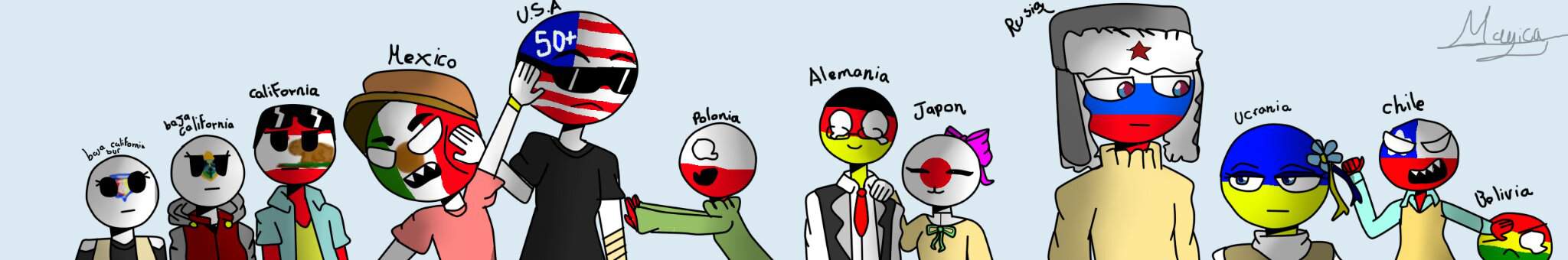 Dibujo de algunos países y unos tres estado | °• CountryHumans •° Amino