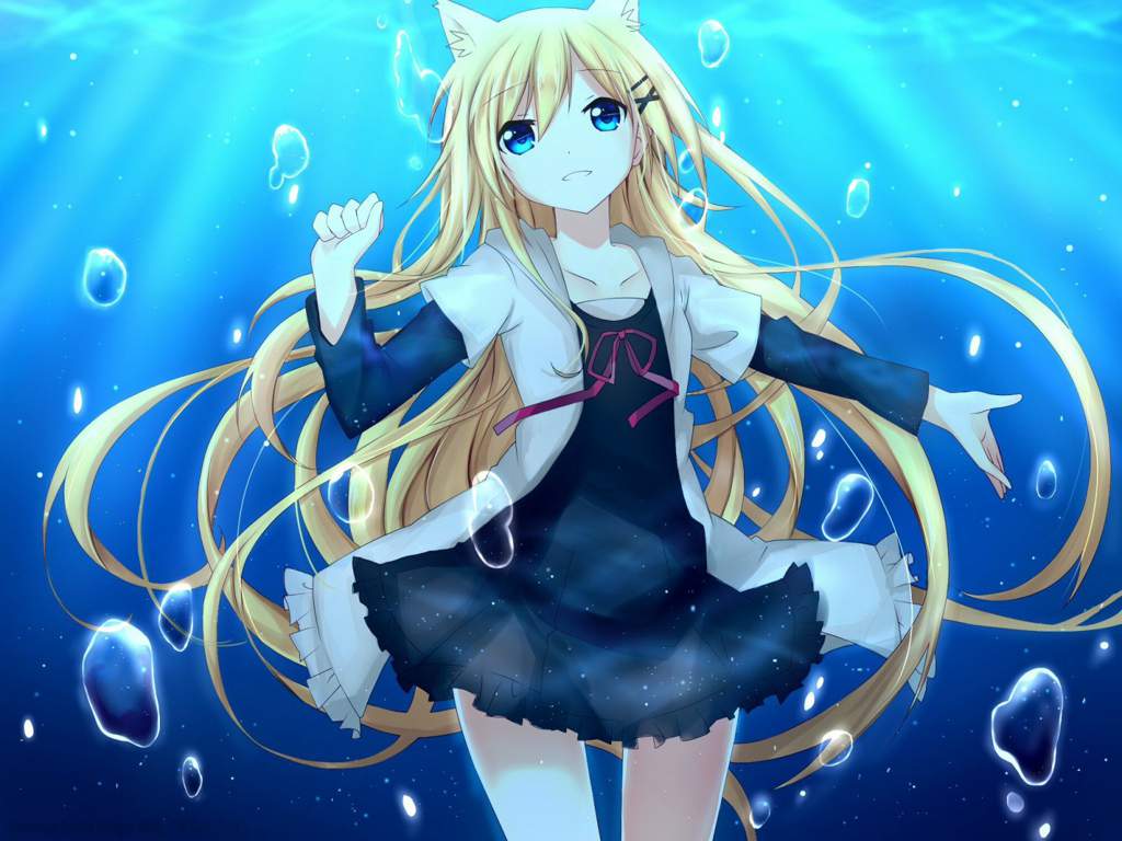 Anime girl with blonde hair and blue eyes