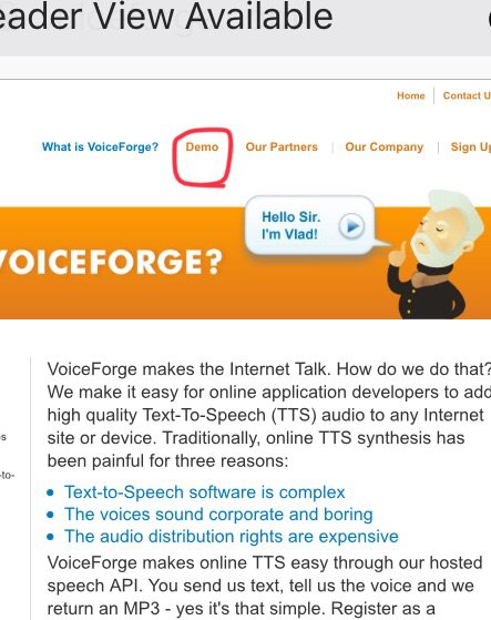 voiceforge demo not working