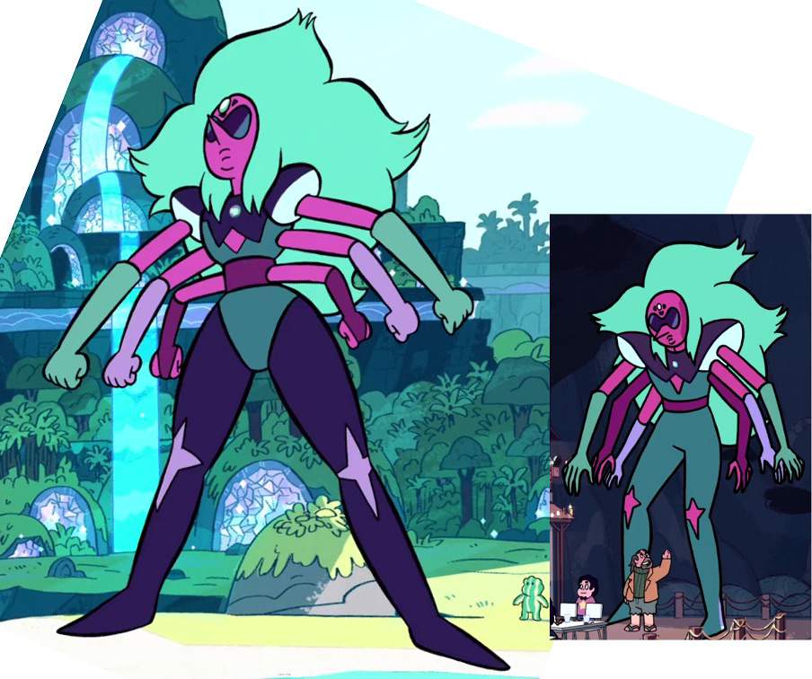 In "Fusion Cuisine" Alexandrite is about 8 Stevens tall. 
