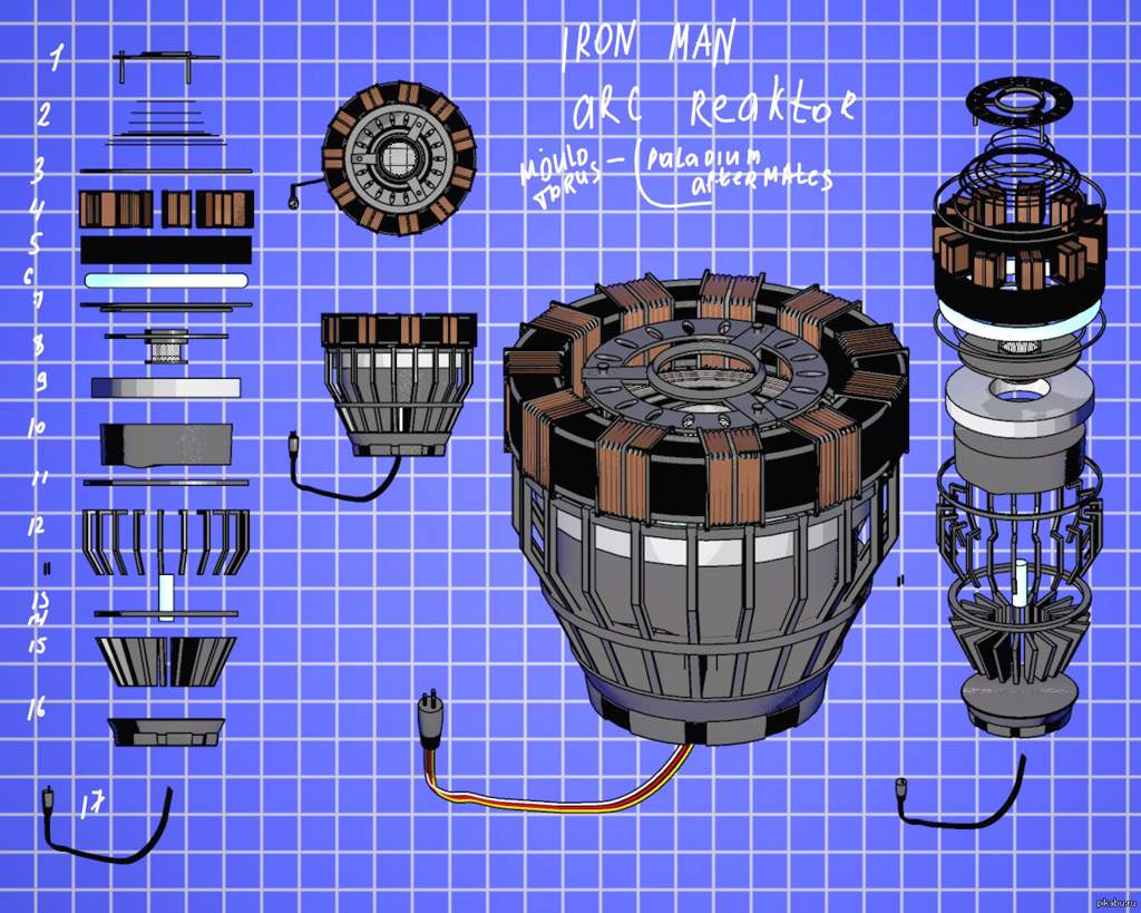 Реактор Тони Старка чертеж