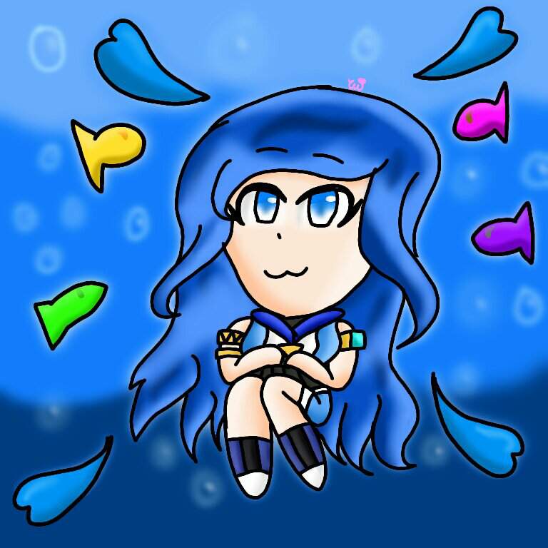drew a chibi funneh in a under water setting | ItsFunneh Amino