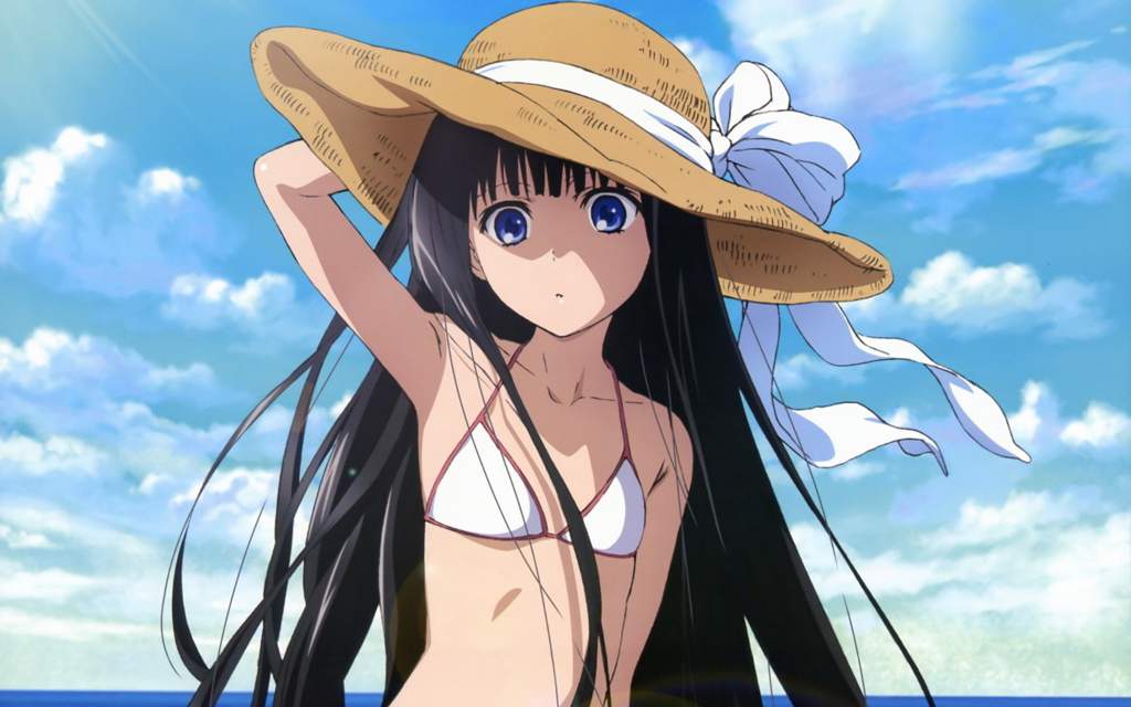 Anime girl at the beach