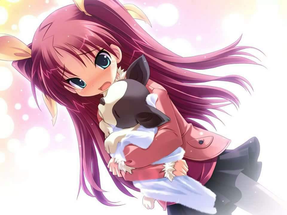 Anime girl with puppy