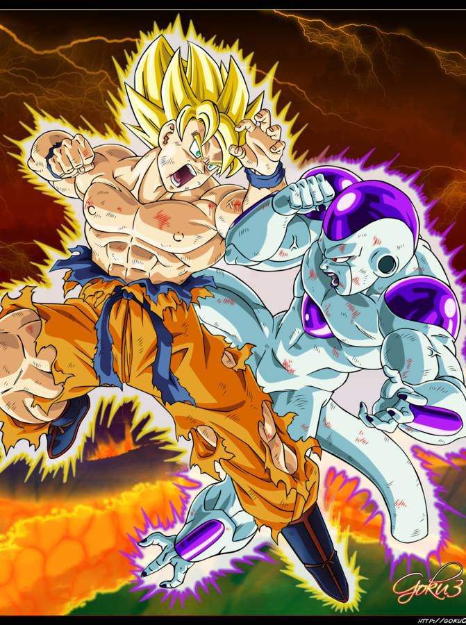 Rehaciendo Dibujo Goku vs Freezer | DRAGON BALL ESPAÑOL Amino