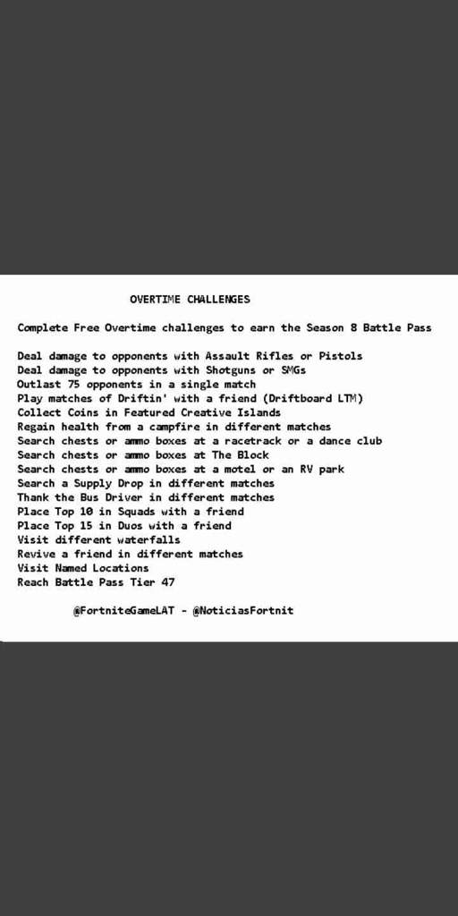 Fortnite free overtime challenges