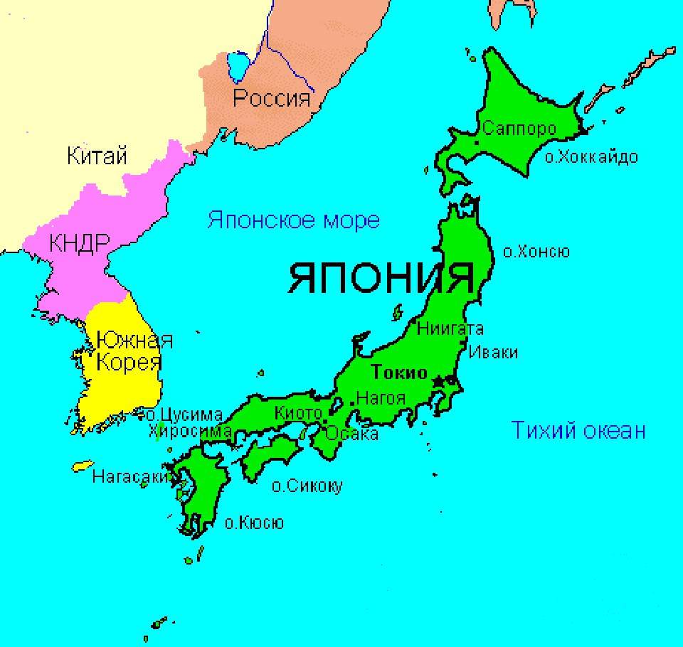 Карта Японии географическая карта Японии