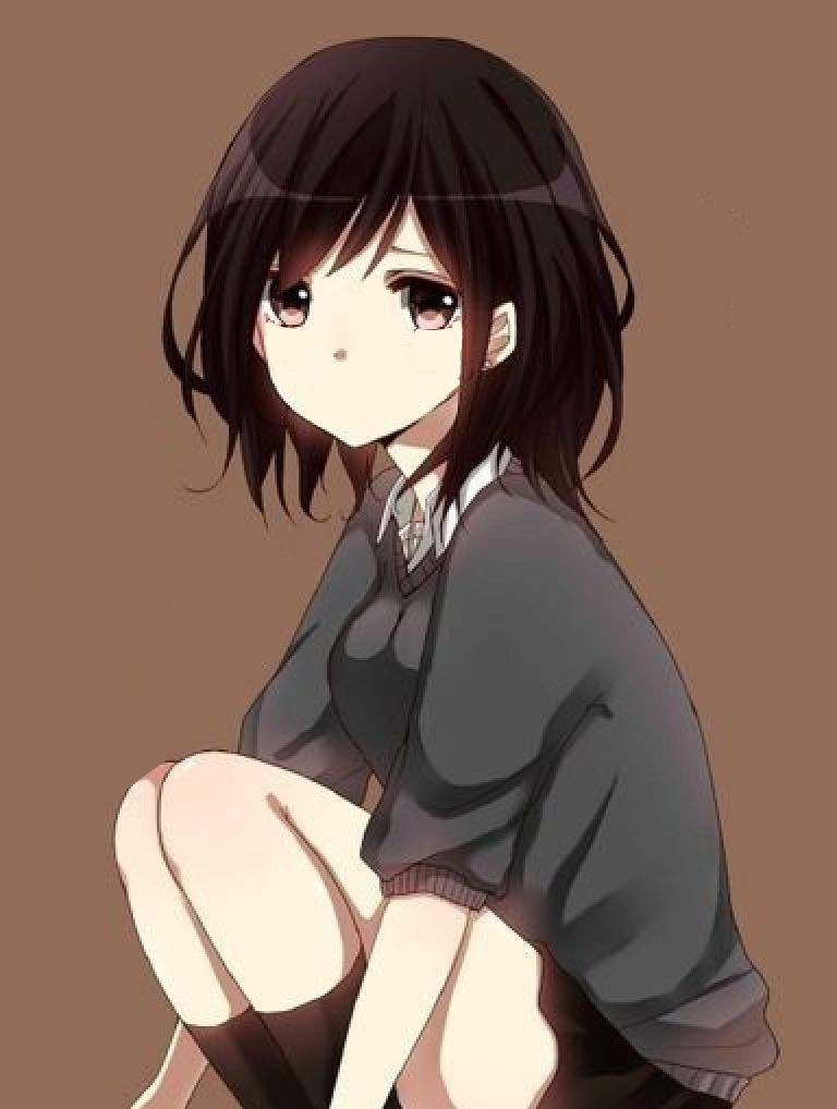 Anime girls with black hair and brown eyes