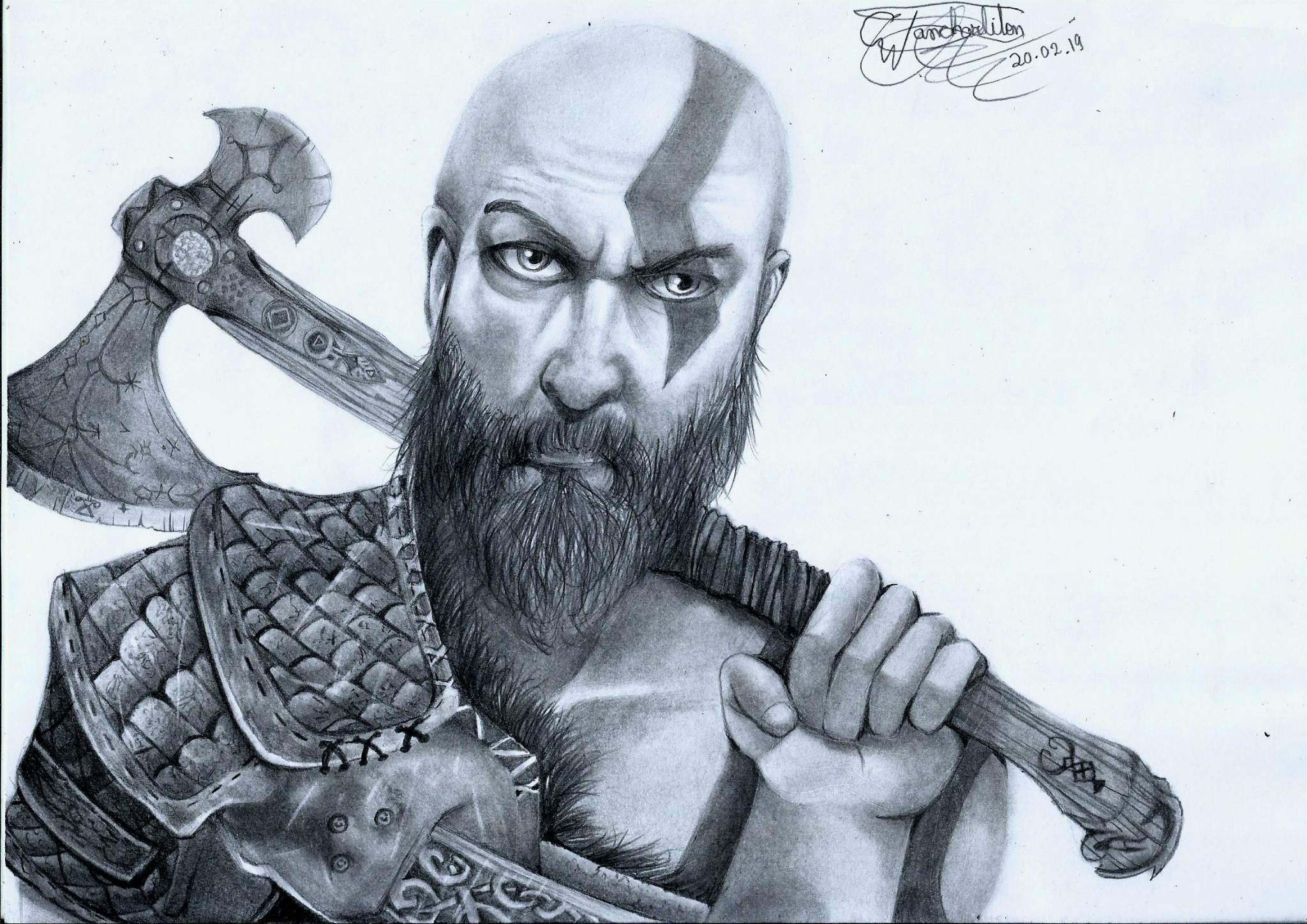 Fanart: Kratos (God Of War). Lápis grafite. | °Desenhistas Do Amino° Amino