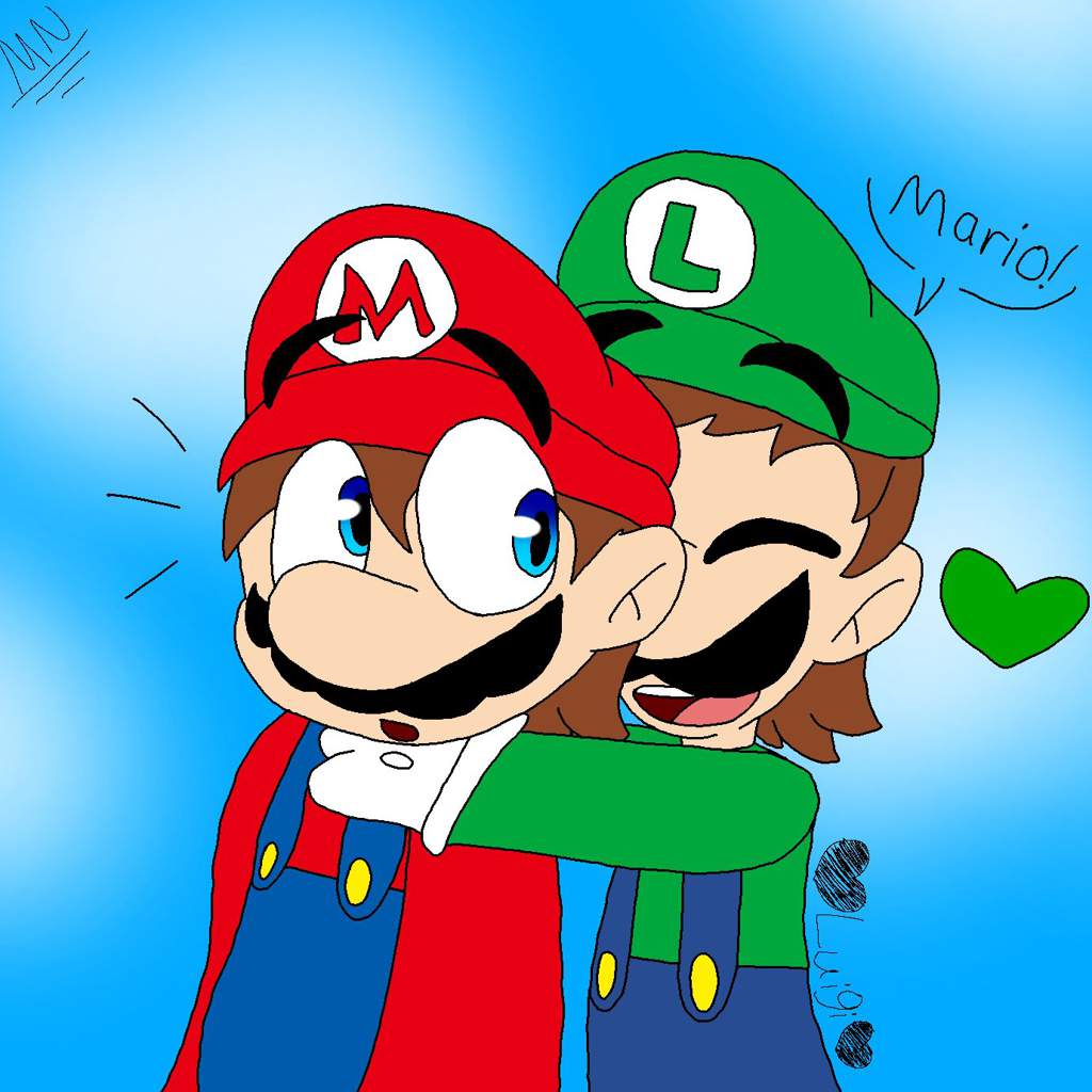 Luigi hugging Mario | Mario Amino